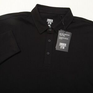 Under 5'10 Polo Shirt Mens Large Black Long Sleeve Athletic Blend Stretch Casual